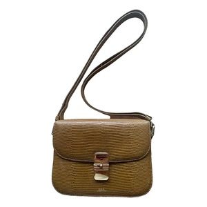 A.P.C. Grace Small Croc Embossed Green Olive Gold hardware